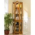 Golden Oak Lighted Curio Cabinet