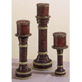Wood Finish Decorative Pilar Candle Holder Set