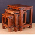 Set of Three Hand-crafted Nesting Table (India)