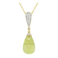14k Gold Diamond Lemon Quartz Pendant