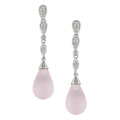 14k White Gold 1/10ct TDW Diamond Rose Quartz Earrings