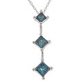 14k Gold 1ct Princess Blue Diamond Drop Pendant (I2-I3)