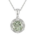14k Gold 1/10ctw Diamond Green Amethyst Pendant