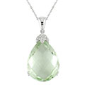 14k White Gold Diamond Green Amethyst Pendant