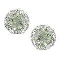 14k Gold 1/5ctw Diamond Green Amethyst Earrings