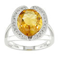 14k White Gold Diamond Citrine Ring