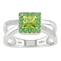 14k White Gold Diamond Peridot Ring