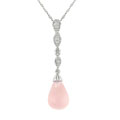 10k White Gold Rose Quartz Diamond Necklace