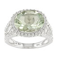 14k White Gold 1/2ctw Diamond Green Amethyst Ring