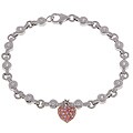 Sterling Silver CZ Bracelet with Pink Heart Charm