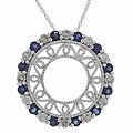 14k White Gold 5/8ctw Diamond Sapphire O Pendant
