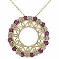 14k Gold 5/8ct TDW Diamond Ruby Circle Pendant