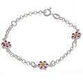 Sterling Silver Pink Daisy Flower Tween Bracelet