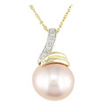 14k Gold Diamond Cultured Freshwater Pearl Pendant