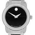 Movado Stalo Women's Black Dial Steel Watch