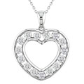 14k White Gold 1-1/2ct TDW Diamond Heart Pendant
