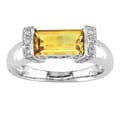 14k White Gold 1/10ctw Diamond Citrine Ring