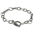 Sterling Silver Bali Chain Link Toggle Bracelet