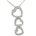 Sterling Silver Triple Heart CZ Necklace