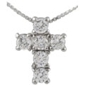 Sterling Silver Prong-set CZ Cross Necklace