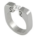 Stainless Steel Tension Set CZ Ring