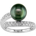14k Gold Black Cultured Pearl 1/4ct TDW Diamond Ring (I-J, I2-I3)