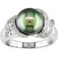 14k Cultured Black Tahitian Pearl 1/5ct TDW Diamond Ring (H-J, I1-I2)