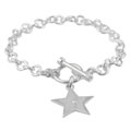 Sterling Silver Star Toggle Bracelet with Diamond Accent
