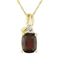 14k Yellow Gold Diamond Garnet Pendant