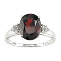 14k White Gold Diamond Garnet Ring