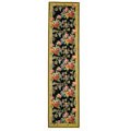 Hand-hooked Midnight Garden Black Wool Rug (2'6 x 12')
