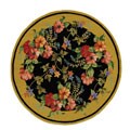 Hand-hooked Midnight Garden Black Wool Rug (4' Round)