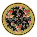 Hand-hooked Midnight Garden Black Wool Rug (8' Round)
