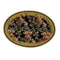 Hand-hooked Midnight Garden Black Wool Rug (4'6 x 6'6 Oval)