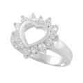 Sterling Silver CZ Rimmed Heart Ring