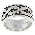 Sterling Silver Engraved Barbwire Band