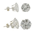 Sterling Silver CZ Earring Set (12 mm/ 10 mm )
