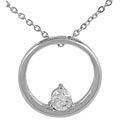 Sterling Silver Circle Necklace with CZ Accent