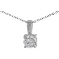 Sterling Silver Round CZ Solitaire Necklace