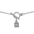 Sterling Silver CZ Square Drop Toggle Necklace