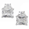 Sterling Silver Rectangular CZ Earrings