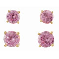 Gold Overlay Pink CZ Earring Set