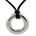 Sterling Silver Chunky Circle Pendant Necklace