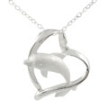 Sterling Silver Dolphin and Heart Pendant Necklace