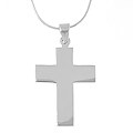 Sterling Silver Large Plain Cross Pendant Necklace