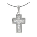 Sterling Silver Lined CZ Cross Pendant