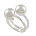 Sterling Silver Bypass Style Ball Fashion Ring