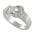 Sterling Silver Belt Buckle CZ Fashion Ring