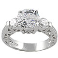 Sterling Silver Filigree Cubic Zirconia Ring