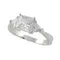 Sterling Silver Bridal Style Trilliant CZ Ring